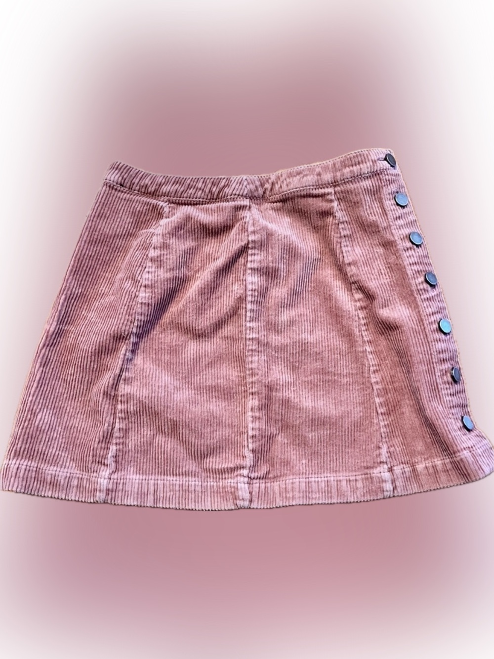 Forever 21 Pink Corduroy Side Button A Line Wrap Mini Skirt Coquette Girl Small